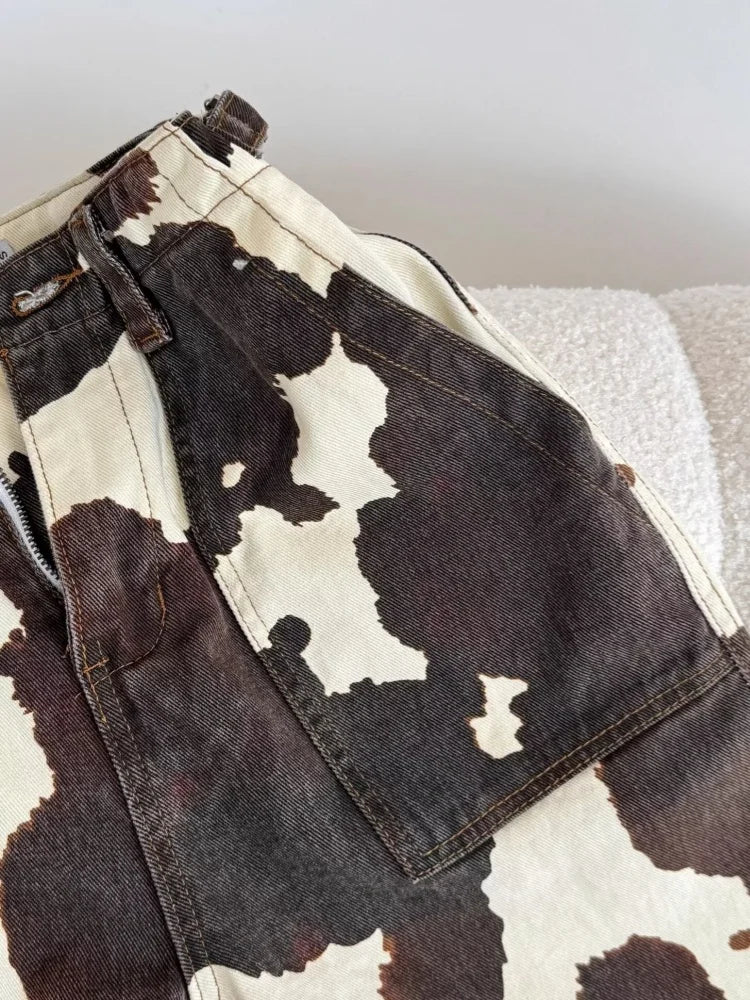 Y2K Cow Print Baggy Jeans ¨C Streetwear