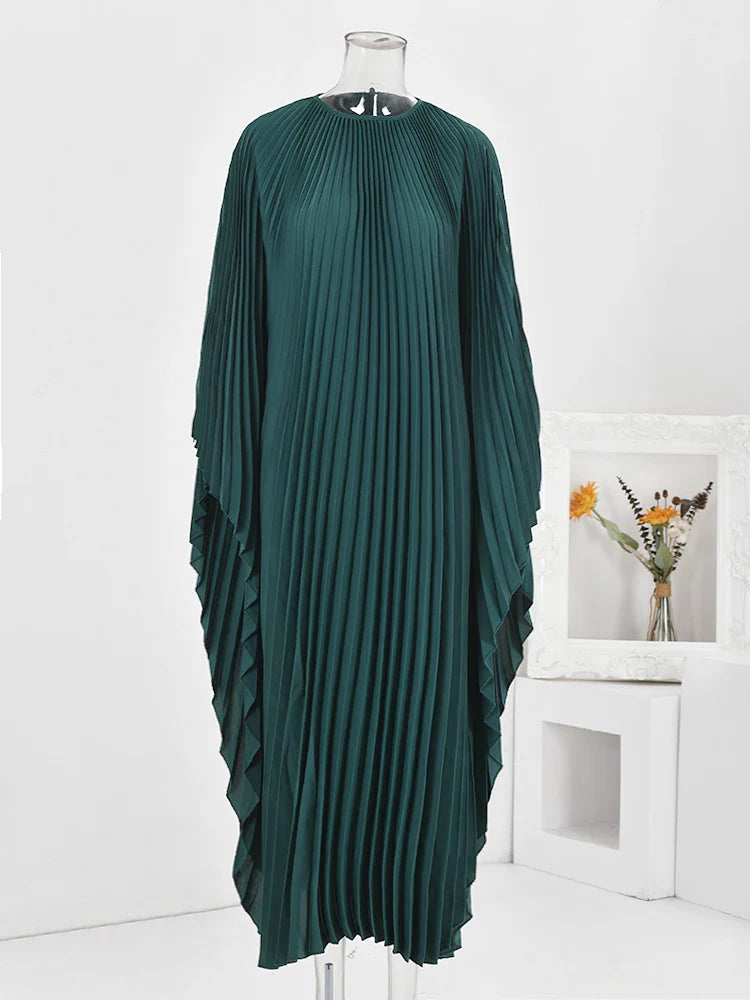 Elegant Pleated Batwing Dress for Women