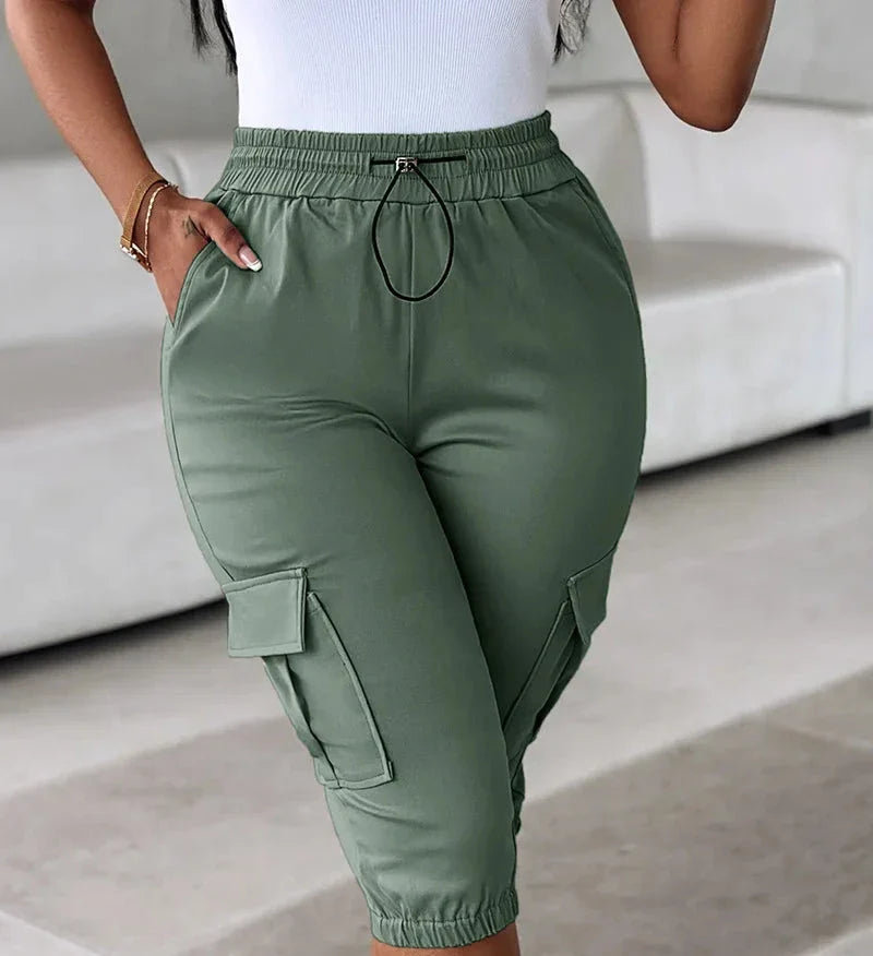 Capri Solid Cargo Pants |Casual & Functional Everyday Pants