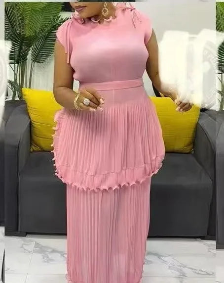 Elegant Ruffles Sleeveless Stretch Dress