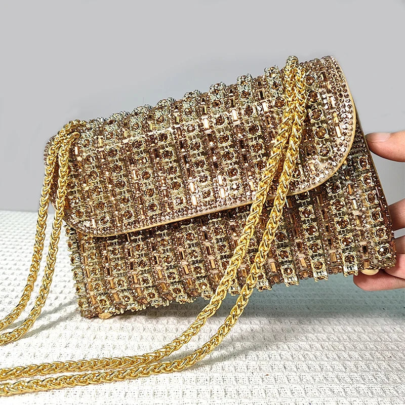 Crystal Embellished Handbag| Stylish Party Purse for Women