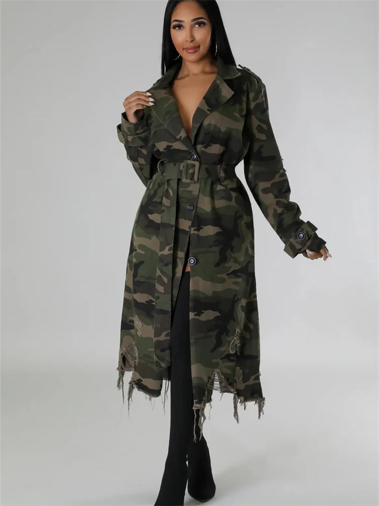 Camouflage Trench Coat| Stylish Women¡¯s Outerwear