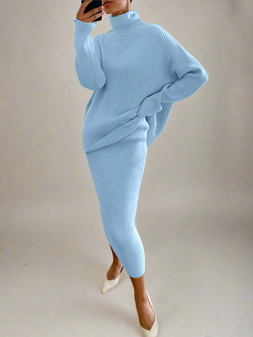 Cozy Knitted Turtleneck Sweater Dress