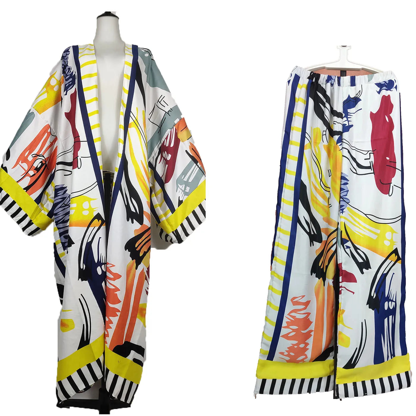 Two Piece African Set - Kaftan Pant + Long Kimono