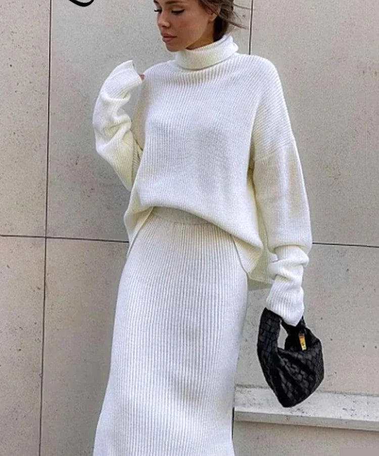Cozy Knitted Turtleneck Sweater Dress