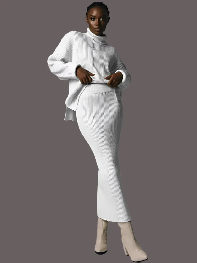 Cozy Knitted Turtleneck Sweater Dress