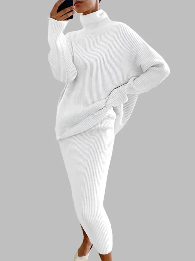 Cozy Knitted Turtleneck Sweater Dress